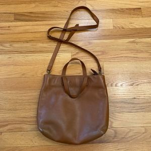 Madewell Small/Medium Transport Tote Crossbody Cognac Brown Leather Classic READ